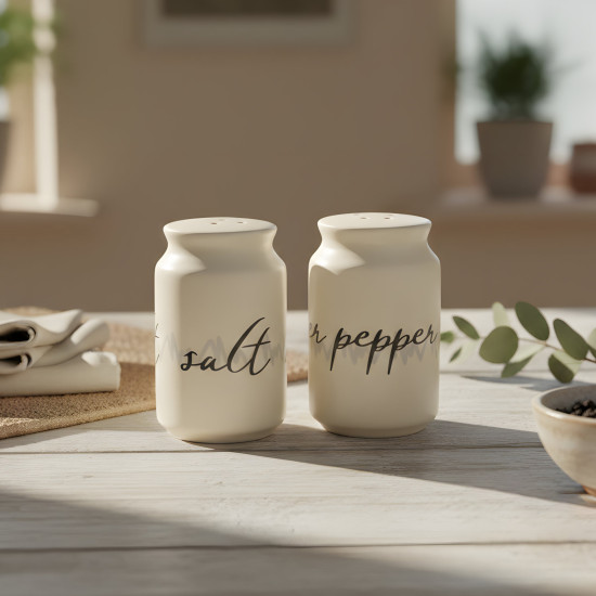 Porcelain Oil and Salt Dispenser Set / 4 Pcs